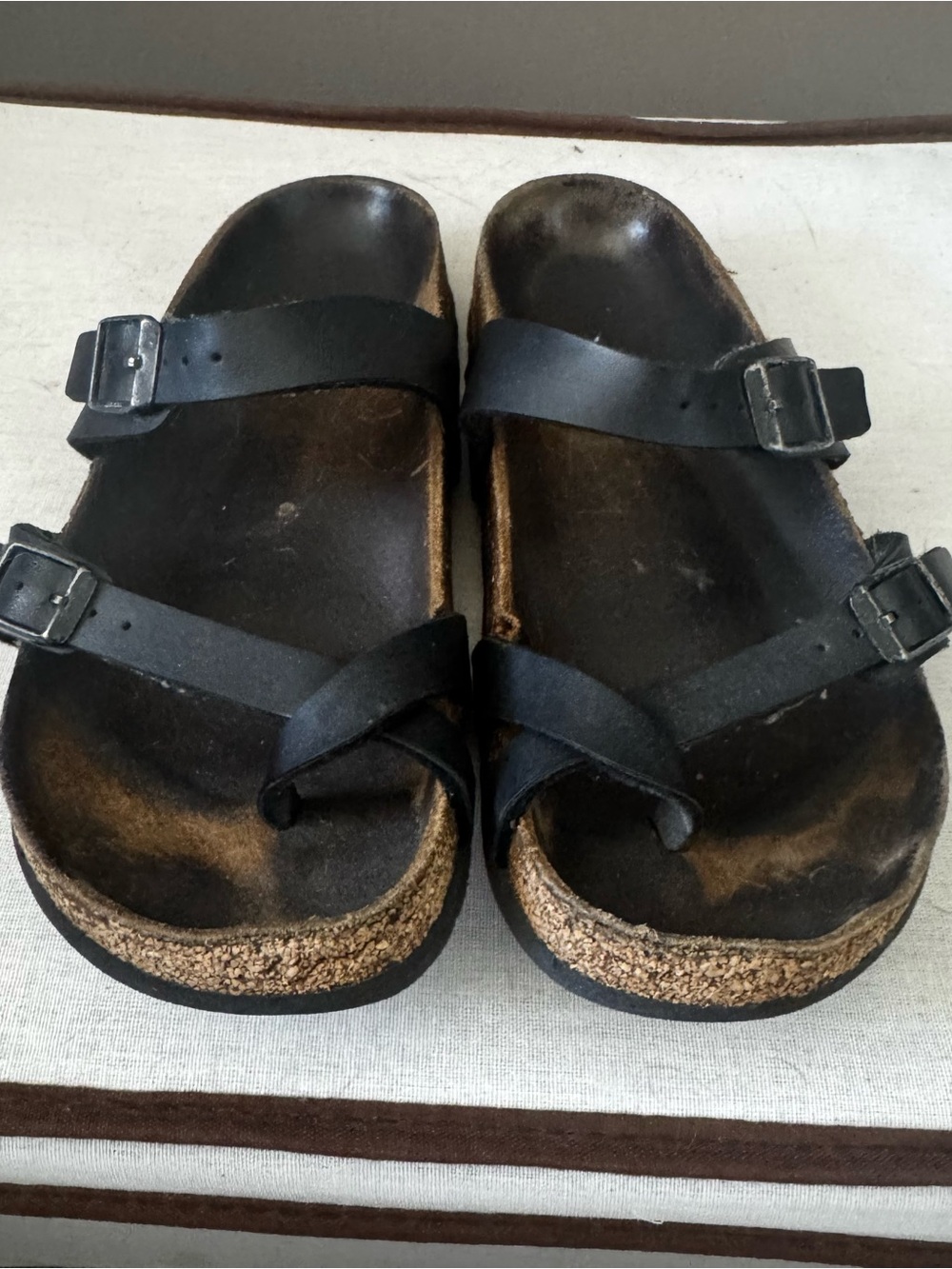 Black Cork Footbed Slide Sandals
